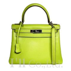 HERMES　エルメス　ケリー28　キャンディ　内縫い　ヴォーエプソン　キウイ　シルバー金具　□O刻　ブランドバッグ　2WAY　2wayハンドバッグ　ショルダーバッグ　バイカラー　ネオンカラー【中古】【76700】