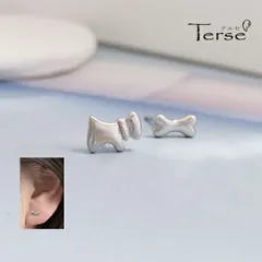 ワンちゃん＆骨 アシンメトリーピアス S925 ほっこり 可愛い シンプル 1ペア レディース プレゼント ギフト デイリー お出かけ アニマル 犬 ドッグ 戌年 干支 お正月 シルバー925 春 夏 秋 冬 通年 デート 普段使い 即購入OK 送料無料