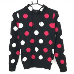 キャロウェイ ニットパーカー 黒×白×ピンク ドット フード付きセーター ニット  レディース M ゴルフウェア Callaway