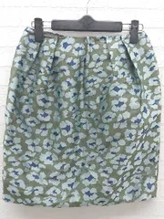 ◇ iena imported fabric イエナ 花柄 ミニ 台形 スカート 36 カーキ ライトブルー ネイビー *  【1002797562975】