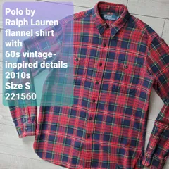 Polo by Ralph Lauren ラルフローレン■良品 2010s タータンチェック柄 vitageデザイン 長袖 フランネルシャツ S チンスト 猫目ボタン マチ付