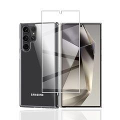 対応 Galaxy S25 Ultra 5G用の ケース + ガラスフィルム Galaxy S25 Ultra 5Gカバー柔軟 TPU 全透明 軽量 衝撃吸収 傷つけ防止 携帯便利 滑り止め 散熱加工 黄変しにくい 【旭硝子素材製】 硬度9H 高透過率 飛散防