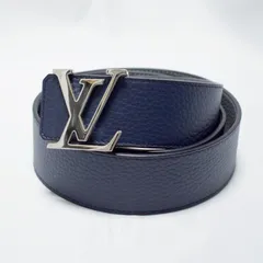 LOUIS VUITTON ルイヴィトン ベルト サンチュール・LV イニシャル 40MM リバーシブル メンズ ネイビー グレー 95/38 トリヨンレザー M0532 超美品【中古】