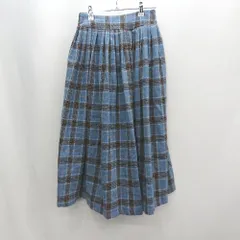 ◇ ⊇ merlot メルロー チェック柄 膝下丈 フレア スカート サイズF ブルー系 レディース E  【1501160032416】のサムネイル