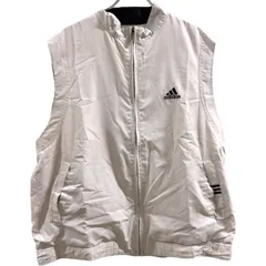 90s adidasアディダスナイロン白ベストワンポイントホワイトメンズ　L
