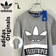 ☆ 新品 レア柄 adidas Originals Tシャツ ビッグロゴ グレー × ホワイトが絶妙にオシャレな1枚