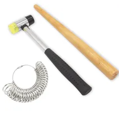 【数量限定】コンビハンマー 工具 補修ツール 3点 ジュエリー用 セット スチール スチール ジュエリー用 工具 調整 道具 プラチナ サイズ リングゲージ 便利な 指輪 リング (2 JLPESEAES PACK Adjustment)