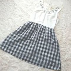 チェスティ　ワンピース　チェック　ビジュー　モノクロ