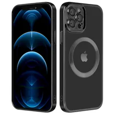 【迅速発送】iPhone12promax ケース クリア 米軍MIL規格 Magsafe対応 ワイヤレス充電対応 指紋防止 2023年新型 iPhone 12 Pro Max 用 ケース 6.7 インチ マグネット搭載 耐衝撃 黄ばみなし (ブラック)