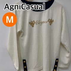 AgniCasual トップス 長袖 アンサンブル ニット ホワイト レディース Mサイズ【CT1186】