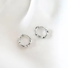675 シルバー925 ツイストフープピアス　ワンタッチ　キャッチレス