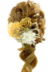 和風 卒業式 花嫁 花 ヘッドアクセサリー ブライダル 結婚式 成人式 ウエディング ヘッドドレス 袴 振袖 着物 七五三 浴衣 和装 ロープアレンジ 紐アレンジ 花飾り A2310 髪飾り 造花 ドライフラワー [JZOON]