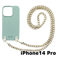 【新品未使用】iPhone14 Pro アイフォン14プロ チェーン TPU カバー(くすみグリーン/ゴルドーA)myones 斜め掛け スマホショルダー かわいい zmyones002-ps1-st29-ip14pro-gr-gd-a