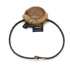 フェンディ ファー チョーカー ネックレス ブラウン 茶 ブラック 黒 ゴールド金具   ロゴ FF