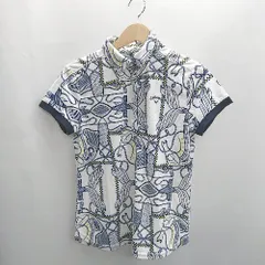 ◇ ⊂ CALLAWAY キャロウェイ 総柄 半袖 ポロシャツ サイズM ブルー ホワイト イエロー レディース E  【1501160044754】