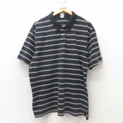 XL/古着 オールドネイビー OLD NAVY 半袖 ポロ シャツ メンズ 大きいサイズ コットン 黒 ブラック ボーダー 25may31 中古 トップス