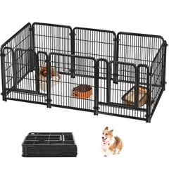 【即納】Areden ペットサークル ペットフェンス 犬 サークルケージ ドア付き （2つのドア）折りたたみ可能  組立簡単 レイアウト自由 複数連結可能 トイレトレーニング 脱走防止 自立 ケージ 犬用 小型犬 中型犬 大型犬 超大型犬用 屋内外兼用 （シ