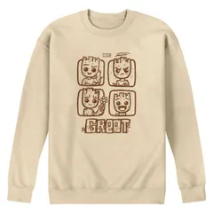 【送料無料】 マーベル メンズ Tシャツ トップス Men's Marvel Guardians Of The Galaxy Groot Grid Crew Fleece Sweatshirt Cream