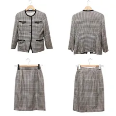 美品 BURBERRYS バーバリー セットアップ スーツ ひざ丈 スカート ノーカラー 金ボタン ヴィンテージ 5AP シルク ウール 90s OLD