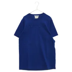 HELMUT LANG (ヘルムートラング) 立体ロゴ刺繍 クルーネック半袖Tシャツ カットソー ブルーのサムネイル