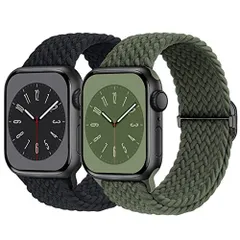 49mm45mm44mm42mm_ブラックアーミーグリーン 2枚入りButifacion コンパチブル Apple Watch バンド 49mm 45mm 44mm 42mm ナイロン製 アップルウォッチ バンド 伸縮性 iwatch ベルト Series 9
