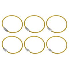 【在庫セール】ワイヤーキーホルダーケーブル 6個 mm長さ ステンレス鋼 2 mm キーホルダーループ 150 アウトドア ハイキング 吊り下げ荷物タグ キー [PATIKIL] IDカード用 金 イエロー