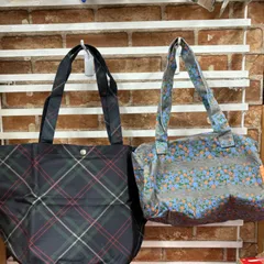 ローリーズファーム　大人チェック柄トート・花柄スウェット風ドラムバッグ　セット　ｓ