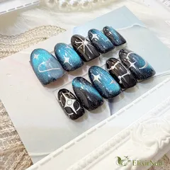 【現品】ネイルチップ　青　黒　夜空　マグネット