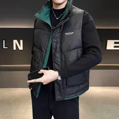 [L]秋冬 コーデ メンズ  服 シンプル ファッション オシャレ 大人 かっこいい 大きいサイズ ストリート 紳士服 カラー ブロック スタンドカラー ダウン ベスト ジャケット ワークウェア ハイエンド アウター