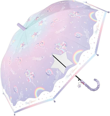 55cm 子供傘 ジャンプ傘 窓付き メロディユニコーン 長傘 563-033