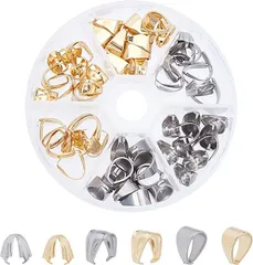 UNICRAFTALE 約60個 2色 ステンレス バチカン スナップオンベイル ピンチベイル( 2色-60個,  3種)