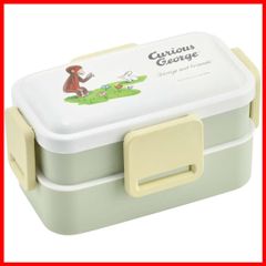 クラッシック おさるのジョージ 日本製 600ml 弁当箱 2段 ドーム型フタ PFLW4AG-A ふんわり盛れる 抗菌 スケーター(Skater)