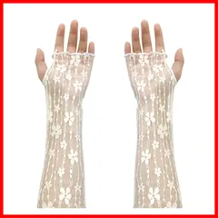 [Umeloeo] 手袋 レース アームカバー レディース 指なし ロング グローブ uvカット uv手袋 おしゃれ 花柄 薄手 日焼け防止 紫外線対策 冷え対策 運転 結婚式 女性 夏用