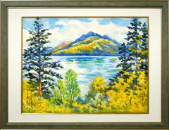 繁野三郎の20号肉筆水彩画「恵庭岳」(1982年作)【真作・新額装・美品】 繁野三郎の20号肉筆水彩画「恵庭岳」(1982年作)【真作・新額装・美