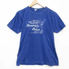 M/古着 半袖 ビンテージ Tシャツ メンズ 70s ランナー コットン クルーネック 青 ブルー 25sep11 中古