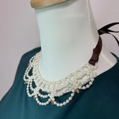 つけ襟風パールネックレス【オフホワイト】