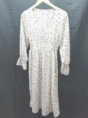 ◇ OLIVE des OLIVE 花柄 フラワー ウエストゴム ガーリー 長袖 ロング ワンピース サイズM ホワイト/マルチ レディース E  【1303290010018】