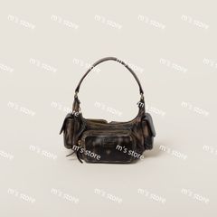 MIU MIU ダークブラウン パーティーバッグ ミュウミュウ 偽物 ハンドバッグ マトラッセ キルティング