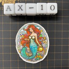 방수 스티커 인어 스테인드 글라스 스타일 일러스트 AX-10
