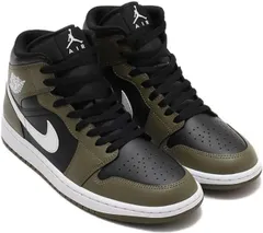 [ナイキ] エア ジョーダン 1 ミッド AIR JORDAN 1 MID ブラック/ミディアムオリーブ/セイル/ホワイト DQ8426-092 27.0cm [27.0 cm]