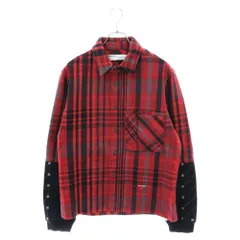OFF-WHITE (オフホワイト) 19SS Back Arrow バックアローデザイン レイヤード 長袖 チェックシャツ 長袖シャツ OMGA083E19E23010 ブラック/レッドのサムネイル