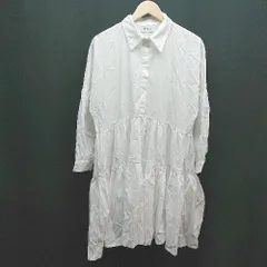 ◇ emi+ エミプラス フロントボタン ティアード ガーリー 長袖 膝丈 ワンピース 表記なし ホワイト レディース E  【1309040096127】