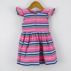 ラルフローレン  ボーダー 半袖ワンピース バックレス ショーツ付 ベビー 女の子用 80/48サイズ ピンク白青 Ralph Lauren  【中古】