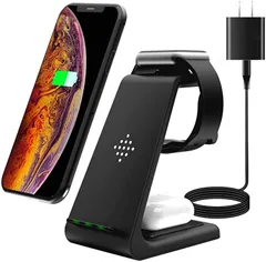 Yifeng 互換品SHARE BEAUTY ワイヤレス充電器 置くだけ充電 Qiスマホ機種全対応 3in1急速充電 黒(Black)