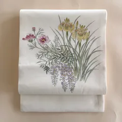 名古屋帯 唐織の藤の花 ツル 引箔 九寸 金糸 ISO100☆
