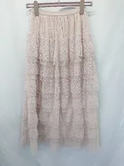◇ ⊂ クチュールブローチ ドット ティアード ロング丈 チュール スカート サイズ38 ピンクベージュ系 レディース E  【1507100005694】