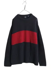 【お得なクーポン配布中!】 90s 00s オールド ギャップ ボーダー コットン ニット セーター メンズ L 古着 クルーネック ミドルゲージ リブ編み カットソー ツートン