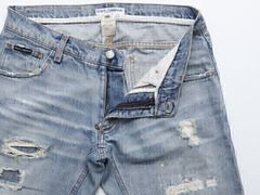 中古 DOLCE&GABBANA ドルガバD&Gクラッシュデニム 46【P61T 9408】ウォッシュド ブルー【本物保証】イタカジ 芸能人御用達 ハイファッション