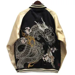 新品未使用　ドラゴン刺繍　龍桜　リバーシブルスカジャン 粋 古の龍桜リバーシブルスカジャン 絡繰魂 242056 和柄 和風 龍