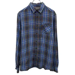 THE NORTH FACE 長袖 チェック ネルシャツ M ブルー チャコールグレー ノースフェイス 猫目ボタン ～90s 古着卸 アメリカ仕入 a704-5660